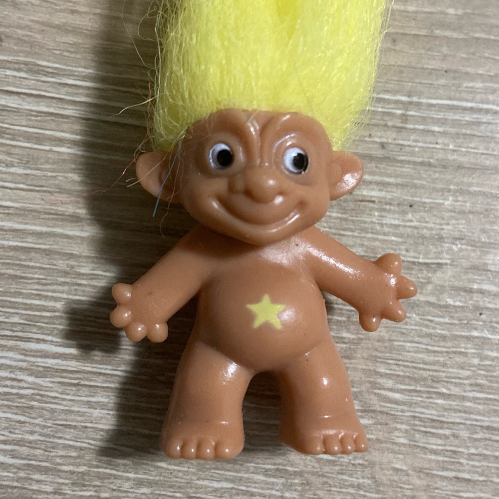 Vintage 90s Retro Color Neon Yellow Troll Doll Fridge Magnet